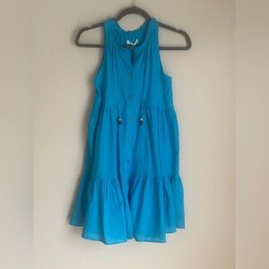 NWT Zara Girls Tiered Ruffle Sleeveless Dress Size 10 Turquoise Beach Vacation